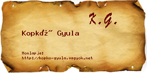 Kopkó Gyula névjegykártya